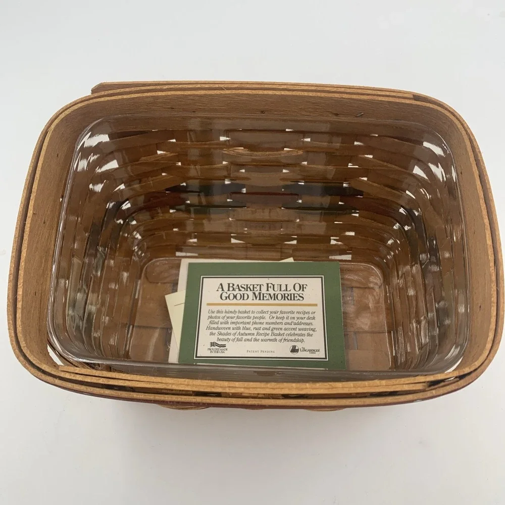 Vintage Longaberger 1994 Recipe Card Basket with Lid Shades of Autumn Collection - Picture 9 of 9